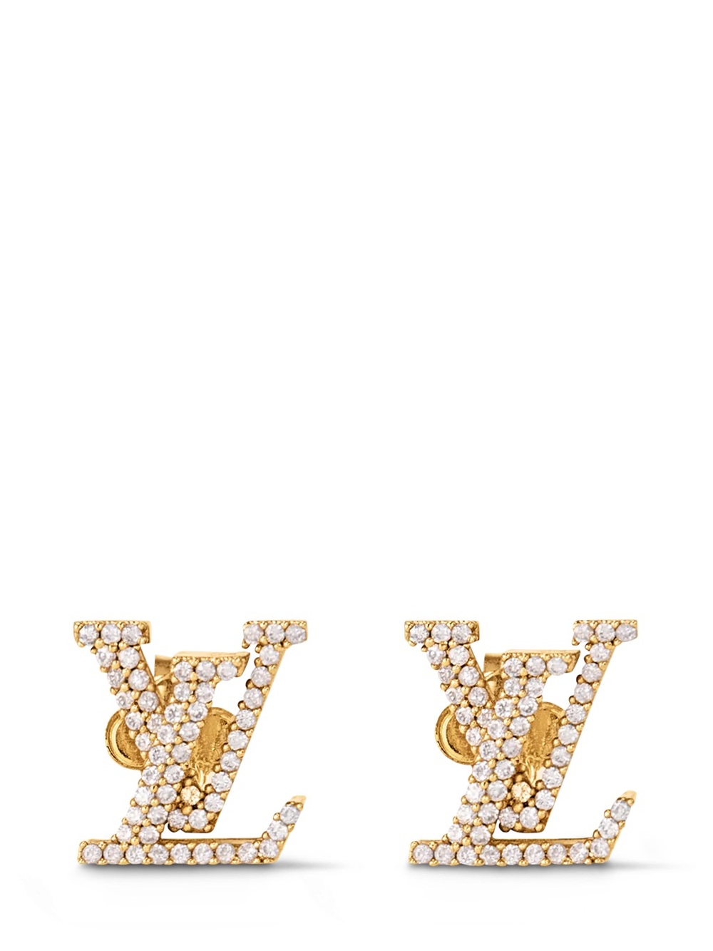 Louis Vuitton Gold Crystal LV Iconic Charm Earrings